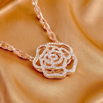 Wei&szlig;e Kristall-Halskette in Ros&eacute;goldton, 50 cm - 1 ct.