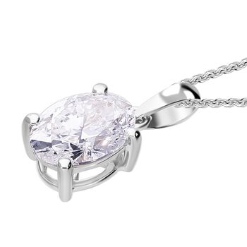 LUXURIANT SGL zertifizierter SI-GH Labor Oval-Diamant Anh&auml;nger mit 50cm Kette, 925 Silber rhodiniert - 1 ct.
