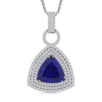 Chairman's Vault Collection - zertifiziert und gepr&uuml;ft RHAPSODY AAAA Tansanit und VS-EF Diamant Anh&auml;nger mit 45cm Kette in 950 Platin - 24,39 ct.