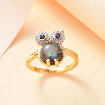 GP Trionfo Kollection- Labradorit, Kyanit, Zirkon und Kanchanaburi blauer Saphir-Ring - 4,88 ct.