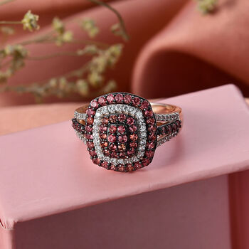 D'Joy AA Padparadscha Saphir und Zirkon Ring - 1,47 ct.