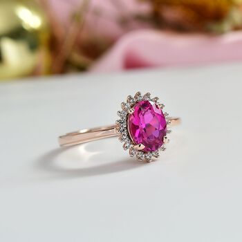 LUXURIANT AAA Labor Rosa Saphir und Zirkon Ring - 1,89 ct.