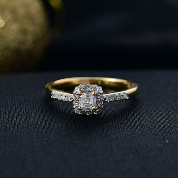LUXURIANT SI-GH Labor Diamant Ring, 925 Silber 750 Gelbgold Vermeil - 0,50 ct.