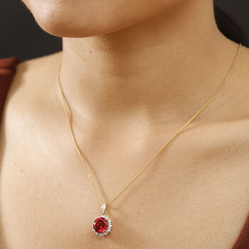 LUXURIANT zertifiziert und gepr&uuml;ft AAA Labor Padparadscha Saphir und VS-EF Labor Diamant Anh&auml;nger mit 45cm Kette in 417 Gold - 4,27 ct.