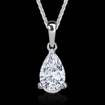 LUXURIANT SGL zertifizierter SI-GH Labor Tropfen-Diamant Anh&auml;nger mit 50cm Kette, 925 Silber rhodiniert - 1 ct.