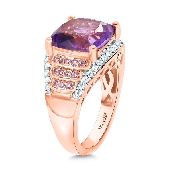 Djoy AA Rose De France Amethyst, Rosa Saphir Ring 925 Silber 750 Ros&eacute;gold Vermeil (Gr&ouml;&szlig;e 18.00) ca. 5.79 ct image number 5
