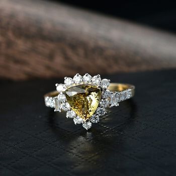 Luxuriant - AAA Nat&uuml;rlicher goldener Tansanit, Lab Grown Diamant Ring 417 Gold (Gr&ouml;&szlig;e 16.50) ca. 2.85 ct