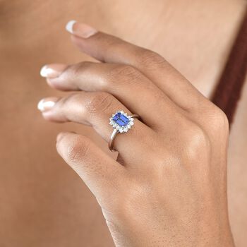 LUXURIANT AAA Tansanit und Labor Diamant Ring 417 Wei&szlig;gold - 1,50 ct.