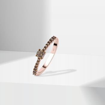 Nat&uuml;rlicher Champagner Diamant Ring, 925 Silber Ros&eacute;gold Vermeil (Gr&ouml;&szlig;e 20.00) ca. 0.50 ct
