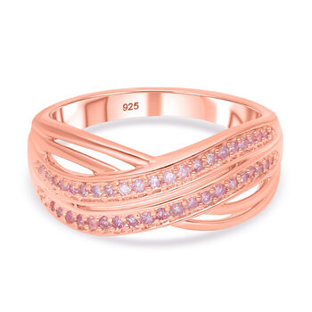 Nat&uuml;rlicher, rosa Diamant Ring, 925 Silber Ros&eacute;gold Vermeil (Gr&ouml;&szlig;e 20.00) ca. 0.20 ct