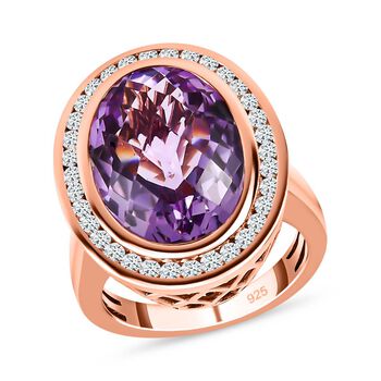 AAA Rose De France Amethyst und Zirkon Ring - 12,25 ct.