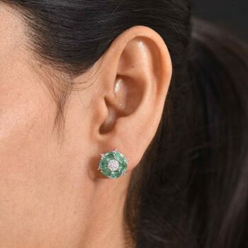 D'Joy AAA Kagem sambische Smaragd und Labor Diamant Ohrringe - 2,16 ct.
