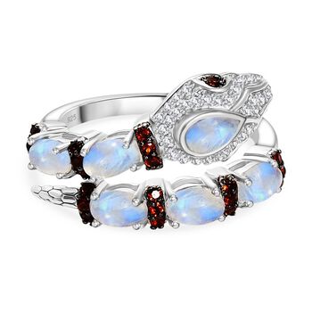 GP Trionfo Kollektion- AAA Regenbogen Mondstein, Mosambik Granat, Zirkon und blauer Saphir Ring - 2,26 ct.
