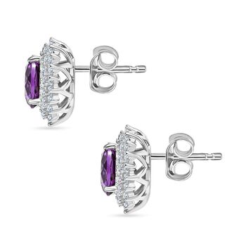 LUXURIANT DIAMOND- zertifiziert und gepr&uuml;ft AAA Labor Lila Saphir und Labor Diamant Ohrringe in 417 Wei&szlig;gold - 4,18 ct.