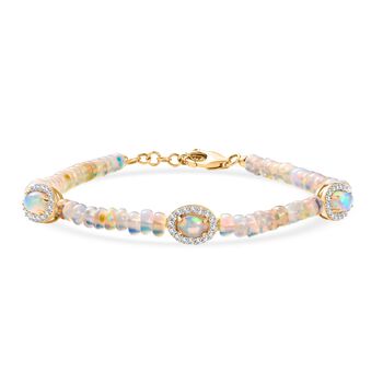 D'Joy AA nat&uuml;rliches, &auml;thiopisches Welo Opal und Zirkon 19cm Armband - 22,85 ct.