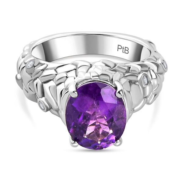 Afrikanischer Amethyst, Wei&szlig;er Zirkon Ring Messing (Gr&ouml;&szlig;e 17.00) ca. 2,84 ct