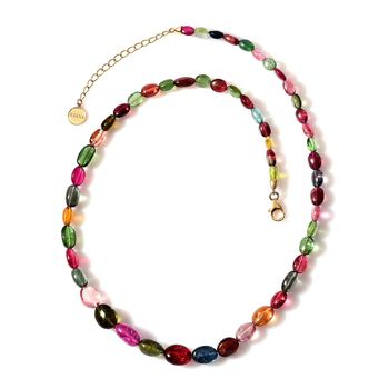 ILIANA zertifiziert und gepr&uuml;ft AAA Multi-Turmalin Halskette in 750 Gold, 45cm - 116,96 ct.