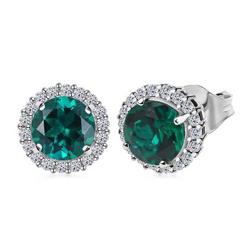 AAA Lab Grown Smaragd, Lab Grown Diamant Ohrringe 417 Gold ca. 4.22 ct