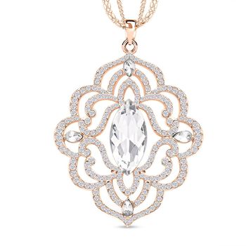 Wei&szlig;er Kristall-Anh&auml;nger mit Kette in Ros&eacute;goldton - 2 ct.