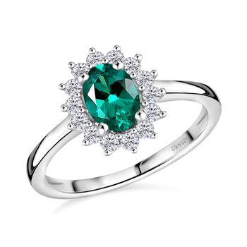 LUXURIANT AAA Labor kolumbianischer Smaragd und Moissanit Ring - 1 ct.