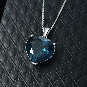 D'Joy London Blautopas Anh&auml;nger mit 50cm Kette - 17,89 ct.