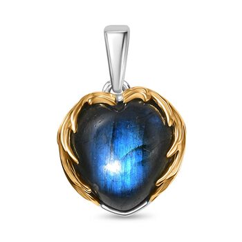 D'Joy AAA Labradorit Anh&auml;nger 925 Silber Rhodiniert und 750 Gelbgold Vermeil ca. 6.37 ct