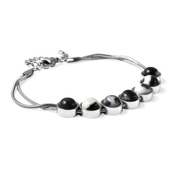 Dendritisches Achat-Armband, ca. 19 cm, 316L Edelstahl ca. 16.45 ct
