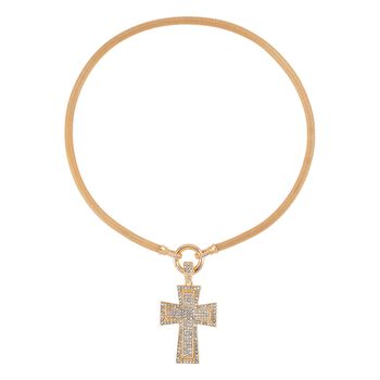 Kreuz Wei&szlig;e Kristall Halskette, ca. 50 cm