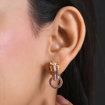 GP Trionfo Kollektion- Rhodolith Granat, schwarze Spinell und blaue Saphir Ohrringe - 1,39 ct.
