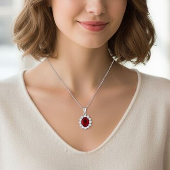 D'Joy afrikanischer Rubin und Zirkon Anh&auml;nger mit 50cm Kette - 7 ct.