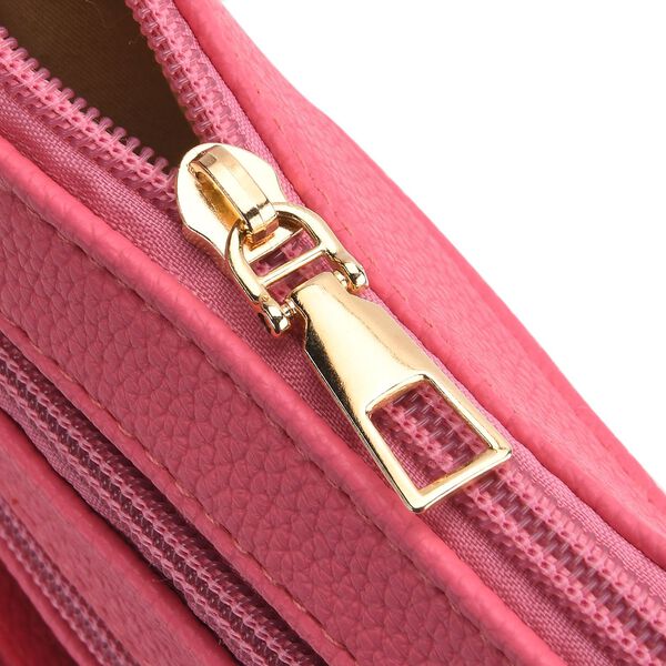 Maxikleid aus Viskose-Crepe mit Lurex Ombre-Schal mit Quasten aus Poly-Seide-Modal und Crossbody Tasche Rosa image number 17
