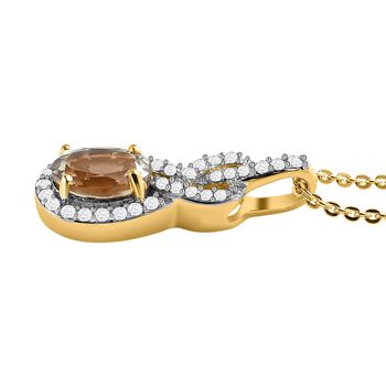 AAA Turkizit und wei&szlig;er Zirkon-Anh&auml;nger mit Kette, 50 cm - 1,27 ct.