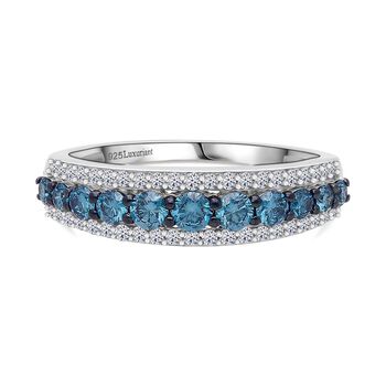 LUXURIANT DIAMOND - Lab Grown Blauer Diamant SI-GH SGL zertifiziert Ring 925 Silber rhodiniert (Gr&ouml;&szlig;e 18.00) ca. 1.00 ct