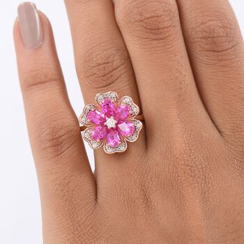 LUXURIANT AAA Labor Rosa Saphir und Moissanit Ring - 3,95 ct.