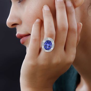 Chairman's Vault Collection - zertifiziert und gepr&uuml;ft RHAPSODY AAAA Tansanit und VS-EF Diamant Ring in 950 Platin - 27,15 ct.