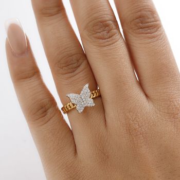 GP Trionfo Kollektion Wei&szlig;er Diamant Ring 925 Silber 750 Gelbgold Vermeil (Gr&ouml;&szlig;e 19.00) ca. 0.33 ct