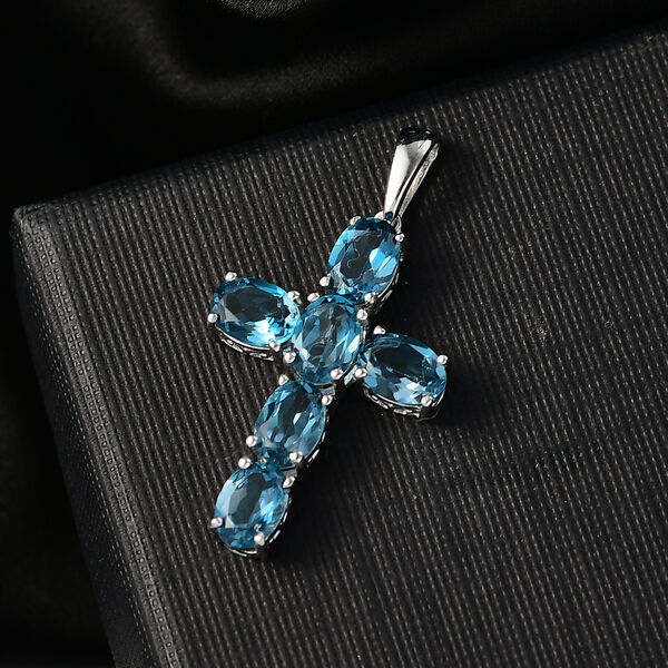 D'Joy London Blau Topas Anh&auml;nger 925 Silber rhodiniert ca. 5,65 ct. image number 2
