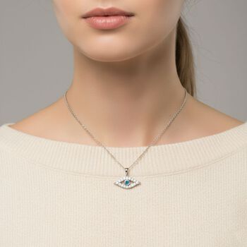 LUXURIANT SI Labor blauer Diamant und SI-GH wei&szlig;er Labor Diamant Anh&auml;nger mit 50cm Kette - 0,50 ct.