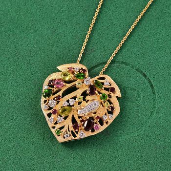 GP Amore x Trionfo Kollektion- Mosambik Granat, Peridot und Multi-Edelstein Anh&auml;nger mit 50cm Kette - 2,82 ct.