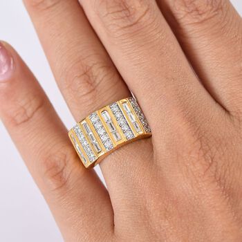 LUXURIANT SGL zertifizierter SI-GH Labor Diamant Ring, 925 Silber rhodiniert und 750 Gelbgold Vermeil - 1 ct.