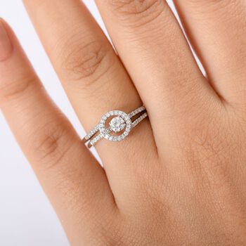 LUXURIANT SGL zertifizierte SI-GH Labor Diamant Ringe, 925 Silber rhodiniert - 0,50 ct.
