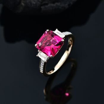 Luxuriant - AAA Lab Grown Bixbit, Lab Grown Diamant VS-EF AGI zertifiziert und gepr&uuml;ft Ring 417 Gelbgold (Gr&ouml;&szlig;e 20.00) ca. 4.59 ct