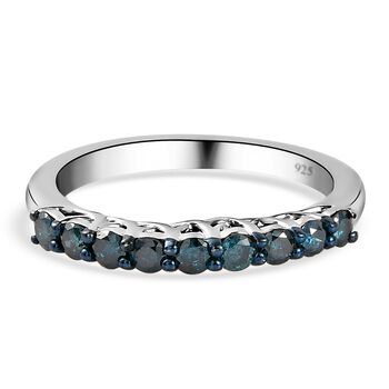 Blauer Diamant Half-Eternity-Bandring in Silber
