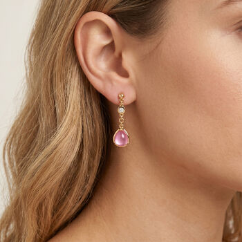 D'Joy Flamingo Mondstein und Moissanit Ohrringe - 5,21 ct.