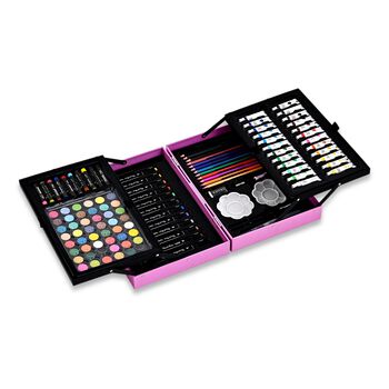 LIVMORE K&uuml;nstler Malset 115 St&uuml;ck im Kreativkoffer, 34x23cm, Rosa