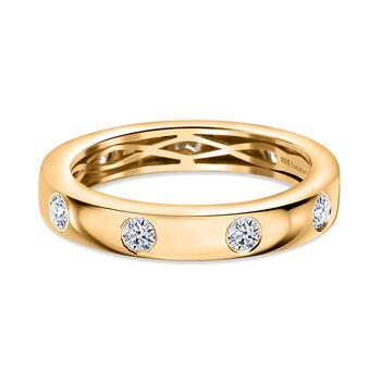 LUXURIANT VS-EF Labor Diamant Ring, 925 Silber 750 Gelbgold Vermeil - 0,50 ct.