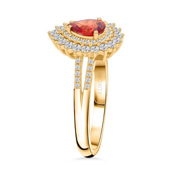 LUXORO AGI zertifiziert und gepr&uuml;ft AAA roter Saphir und Diamant Ring in 585 Gelbgold - 1,35 ct.
