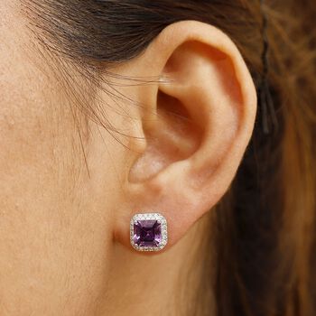 LUXURIANT DIAMOND- zertifiziert und gepr&uuml;ft AAA Labor Lila Saphir und Labor Diamant Ohrringe in 417 Wei&szlig;gold - 5 ct.