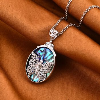 D'Joy Royal Bali - Abalone Muschel Anh&auml;nger mit Schmetterlingsmotiv