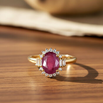 D'Joy afrikanischer Rubin, wei&szlig;er Topas und Zirkon Ring - 3,13 ct.